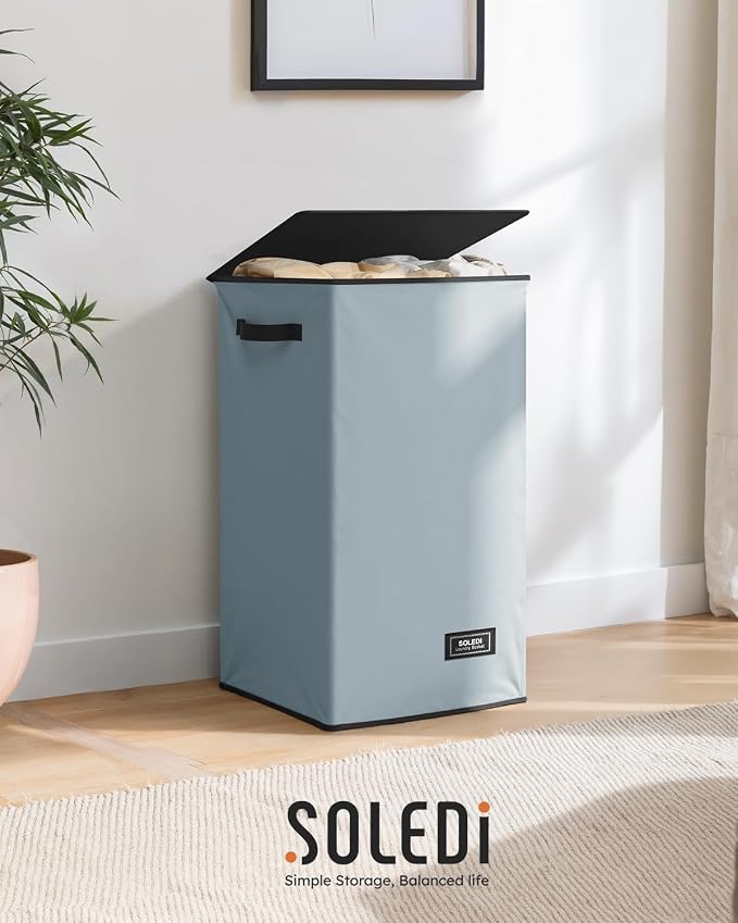 SOLEDI 90L Laundry Hamper with Lid, Large Collapsible Laundry Basket | Sturdy - Image 8