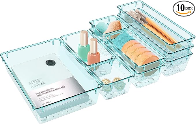 10 PCS Drawer Organizer Set, 5 Size Bathroom and kitchen organizer Trays | by StorMiracle