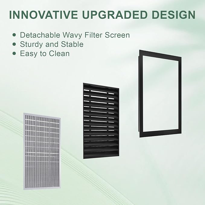 14"x20" Aluminum Gable Vent,Filter Screen for Removable,Never Rust, Heat Dissipation & Condensation Prevention,Ideal for Shed, Attic, Wall, Door & Shipping Container-Vent Opening: 12" x 18"