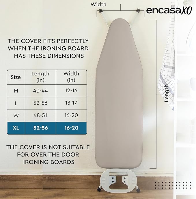 Encasa XO Ironing Board Cover and Pad, X-Large 54"x18" - Image 6