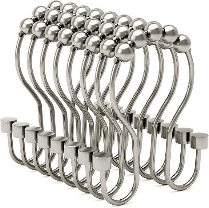 Bathway Shower Curtain Hooks, Shower Curtain Rings Rust Proof Double Hook by Bathway