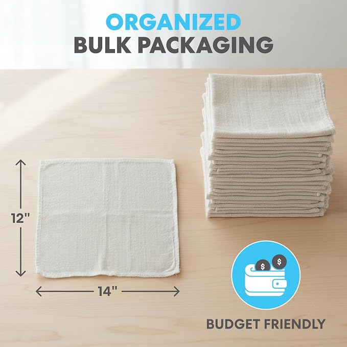 Simpli-Magic Cotton Shop Towels 14"x12" – Reusable Cleaning Shop Rags - Image 5