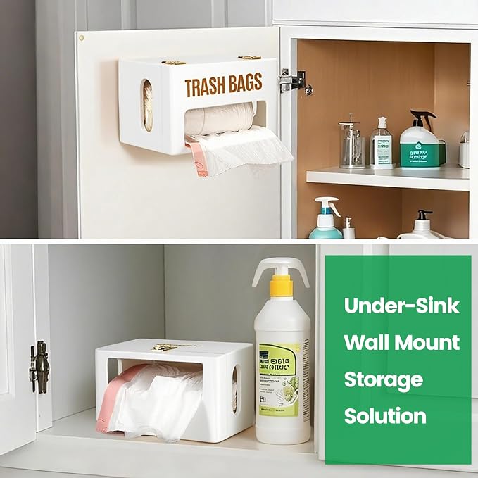 Large White Bamboo Trash Bag Holder - Image 4