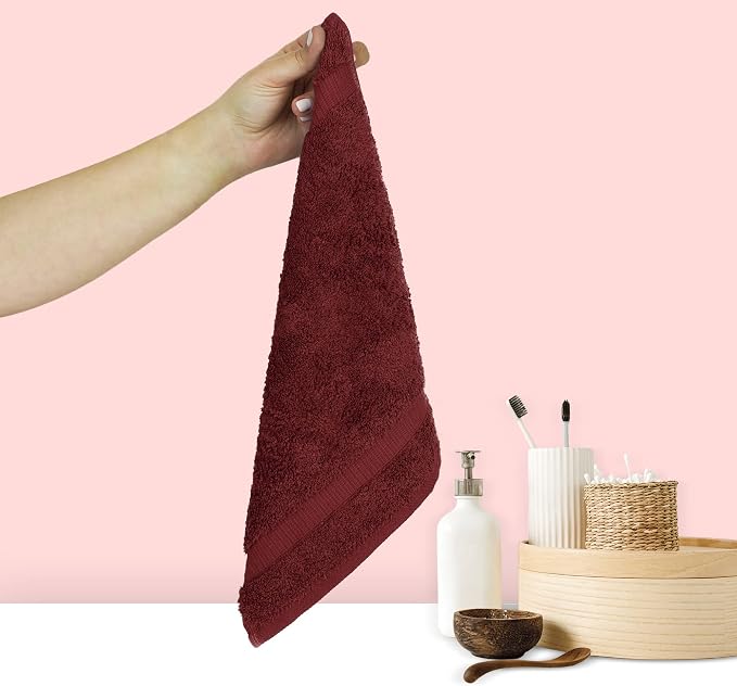 Chakir Turkish Linens 100% Cotton 6-Pack Washcloths 13x13, Cranberry | Premium - Image 2
