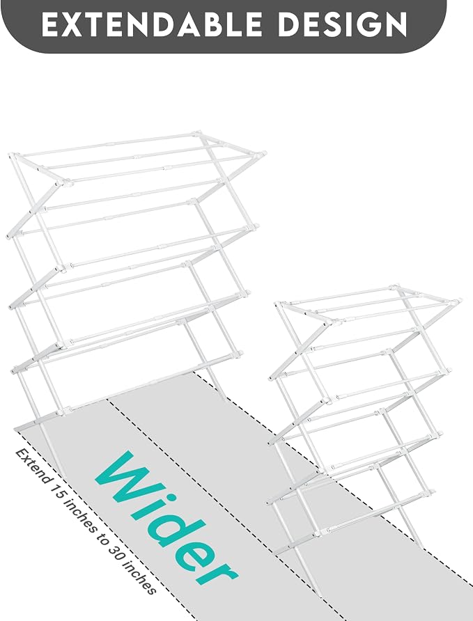 ZOES HOMEWARE 4-Tier Clothes Drying Rack, 4ft High Foldable Drying Rack Clothing - Image 5