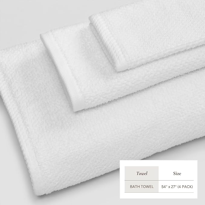 Great Bay Home 100% Cotton 4 Pack 54x27 Bath Towel Set - Image 4
