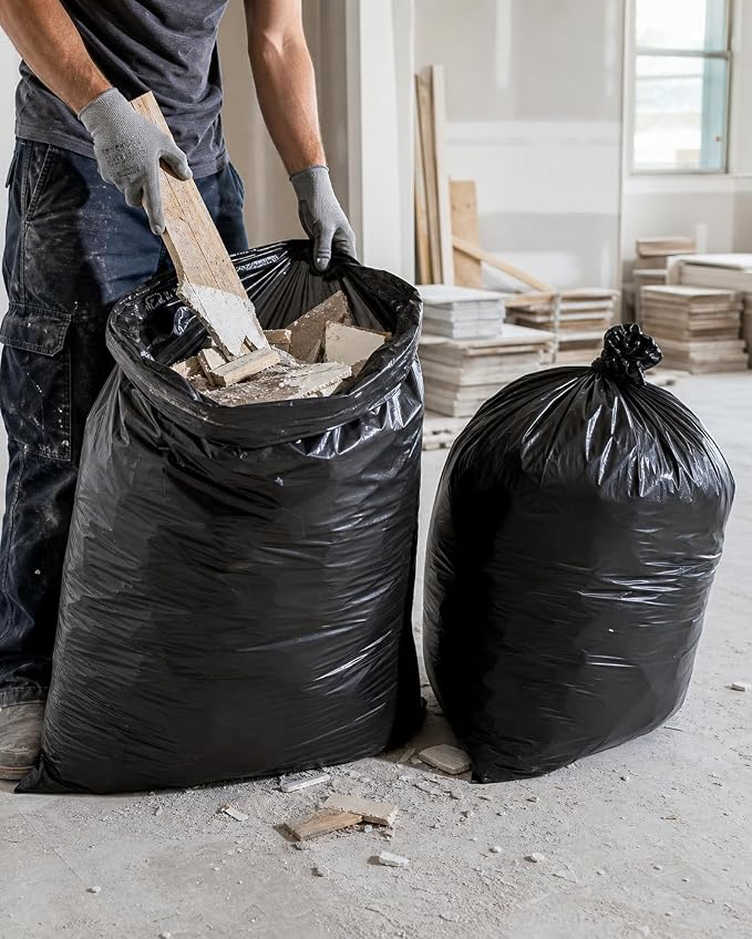 Tasker Contractor Garbage Bags, 150 ct, 55-60 Gal, 3 Mil Black | 150 Count Bulk - Image 2
