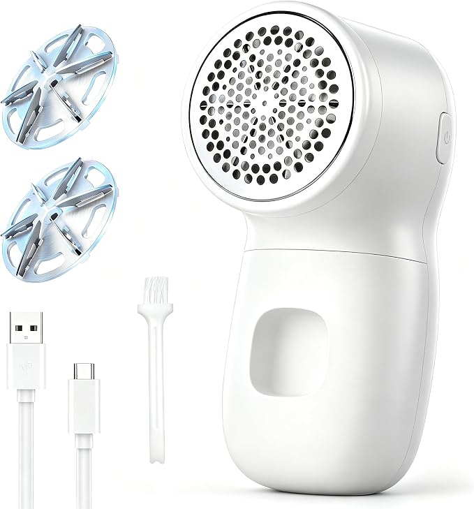 Rechargeable Fabric Shaver Lint Remover, 2 Blades Defuzzer by TEKI