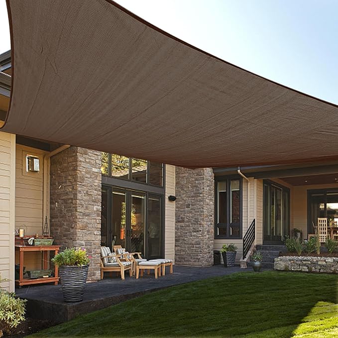 LOVE STORY Custom Size 8' x 12' Brown Sun Shade Sail Canopy Commercial Rectangle Sail Shade Fabric for Patio Garden Backyard Pool (Customized)