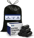 Plasticplace W13DSBKJR 13 Gallon Trash Bags │ 1.2 Mil │ Black Extra Tall by Plasticplace