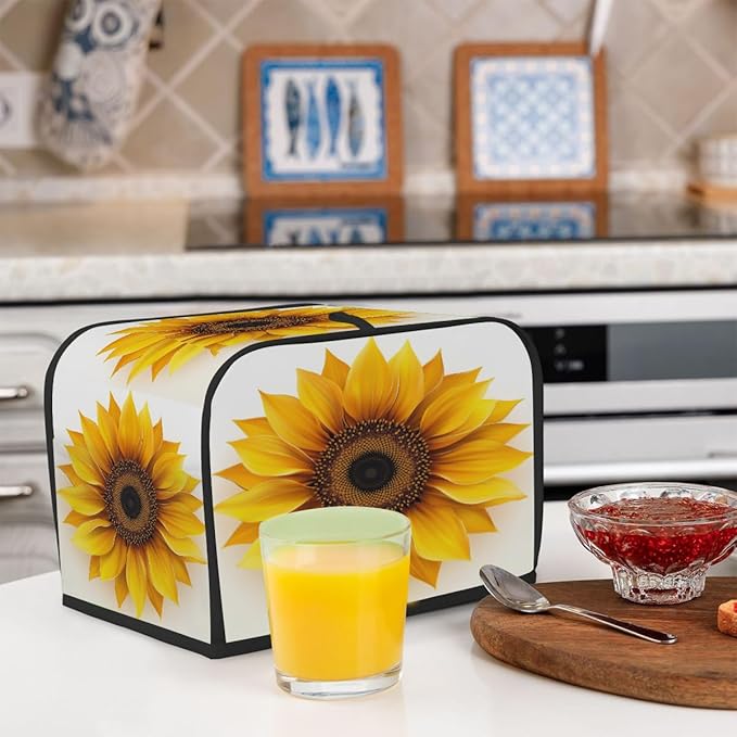 Toaster Cover 4 Slice, A Sunflower Anti Dust Protector for Bread Maker, Waterproof Kitchen Appliances Accessories