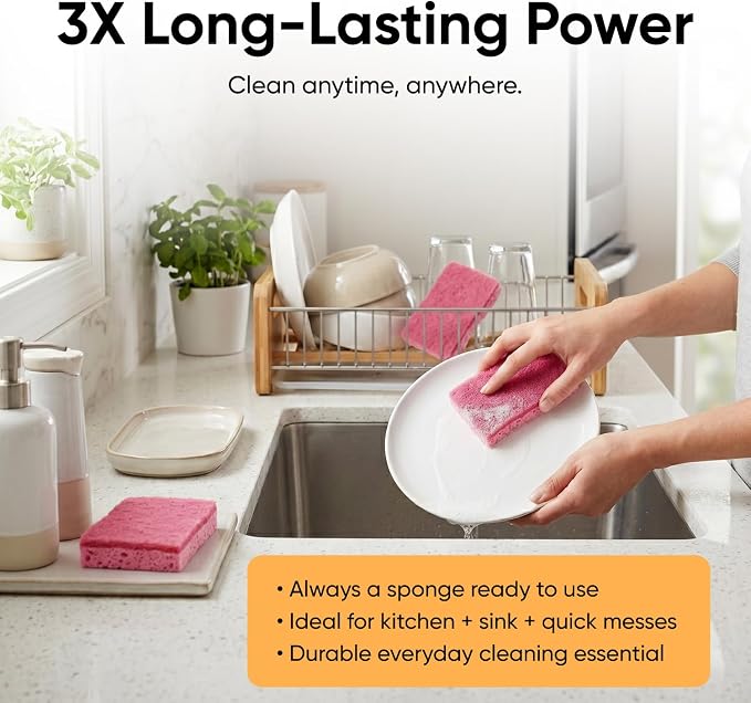 Kitchen Sponges for Washing Dishes, Non-Scratch Cellulose Dish Scrub Sponges - Image 5