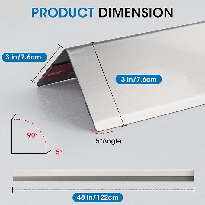 Stainless Steel Wall Corner Guards, 3 x 3 x 48 inches (10 Pcs Pack). Made of 304 Steel, These 90-Degree Angle Metal Corner Protectors are Designed for Wall Protection and Decoration