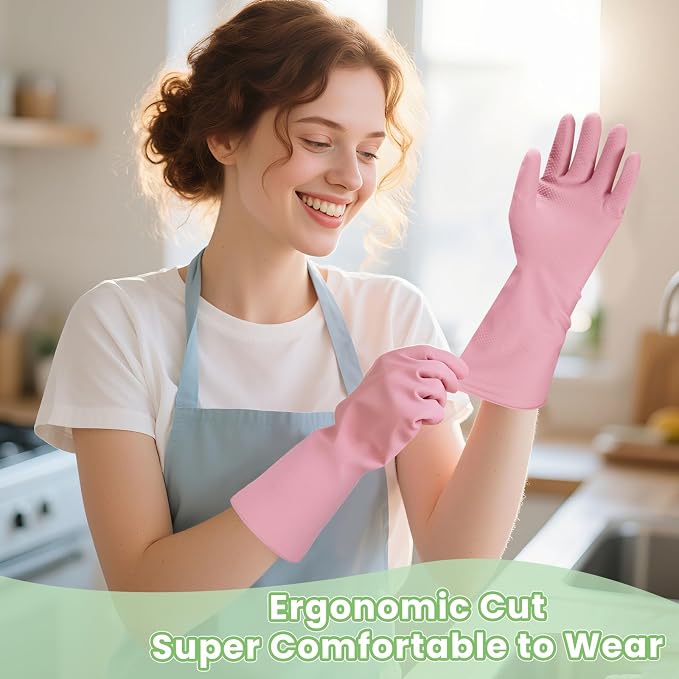 Jsocoah Cleaning Gloves for Dishwashing, 4/5 Pairs Reusable Kitchen Gloves for - Image 3