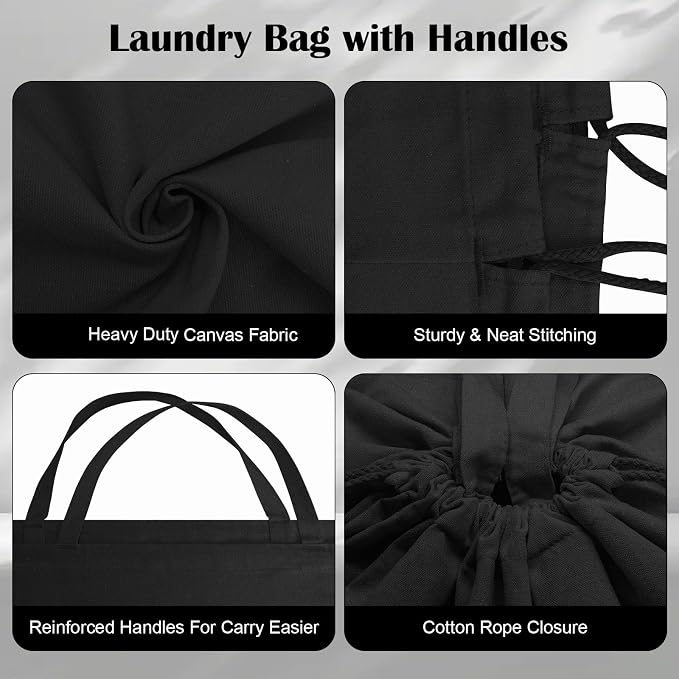 Canvas Laundry Bags with Handles & Rectangular Base - Image 5