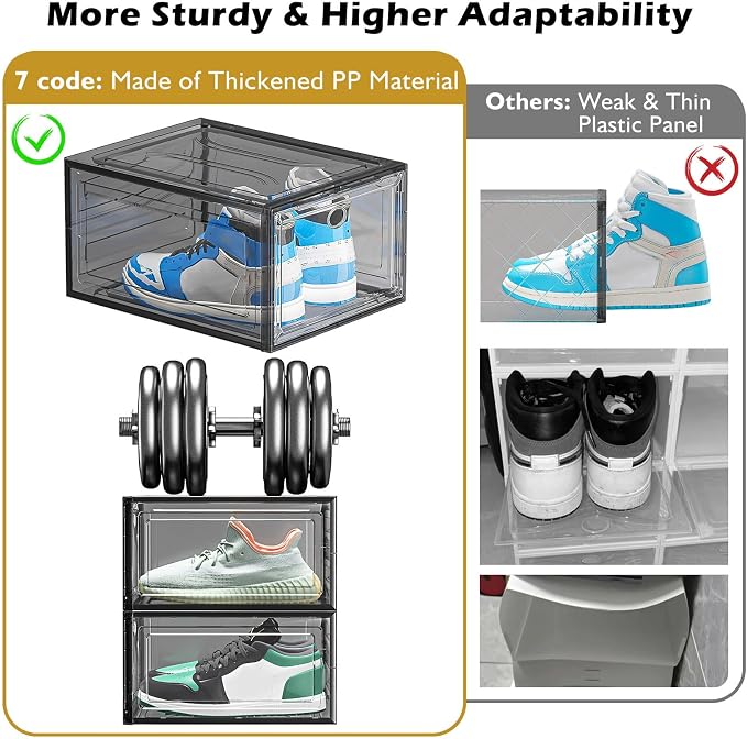 Large Thick Clear Shoe Organizer, Magnetic Door Stackable Shoe Storage Box - Image 5