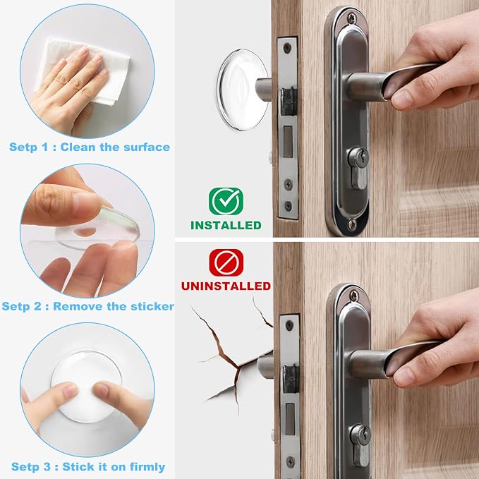 JZWBLILY Door Stoppers for Wall, Door Knob Wall Protector 2", Self Adhesive - Image 3