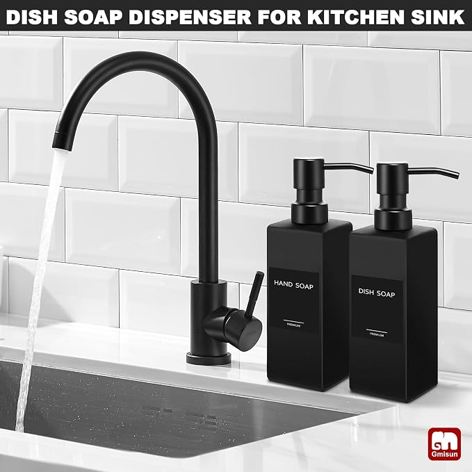 GMISUN Black Soap Dispenser Bathroom, Glass Hand Soap Dispenser - Image 4