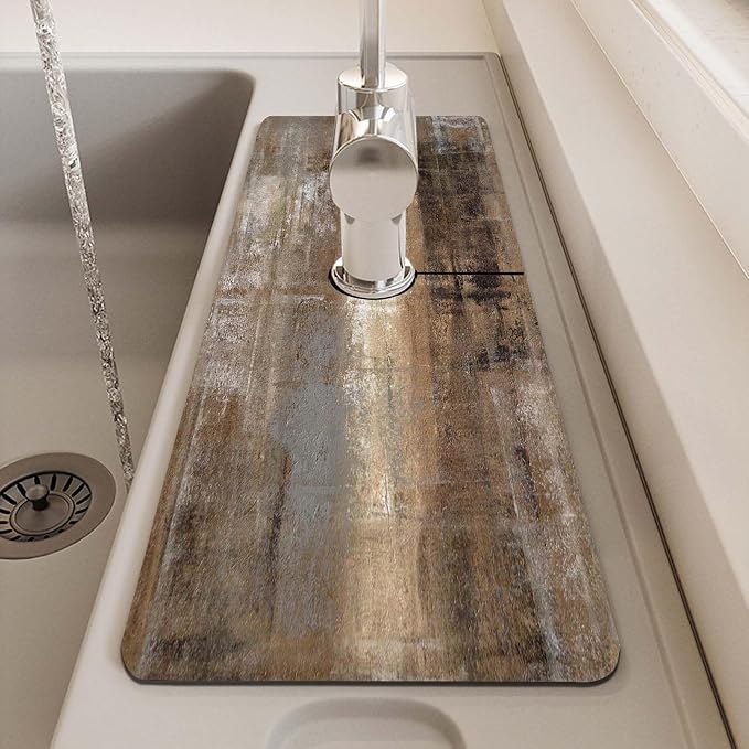 MCALK Dark Brown Kitchen Sink Faucet Mat Splash Guard, Absorbent Quick-Dry - Image 7