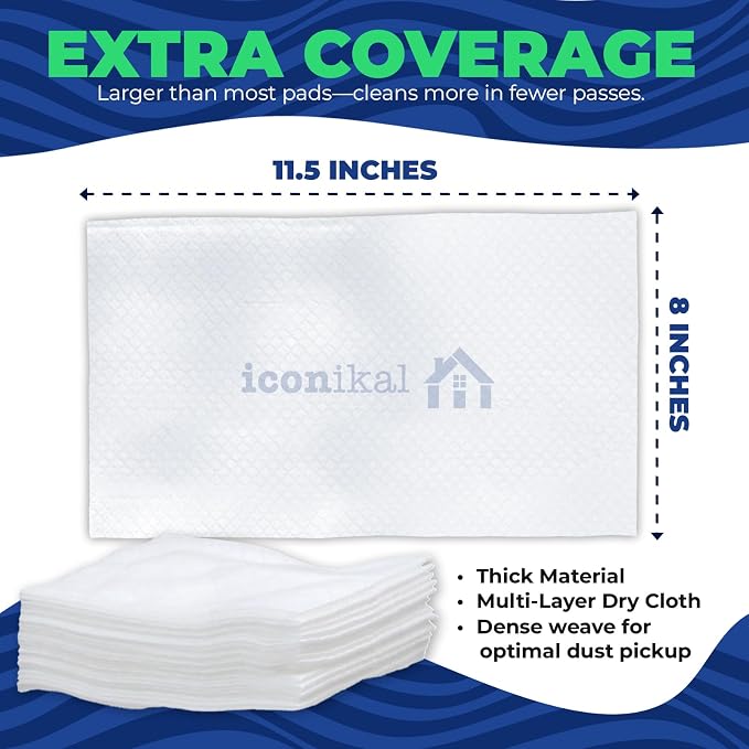 Iconikal Dry Mop Pad Refills 90-Pack Fits Swiffer 11.5x8 - Image 7