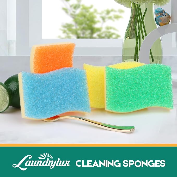 LAUNDRYLUX Scrub Sponge, 8 Pack Dual-Sided Temperature-Responsive Scrubber | - Image 2