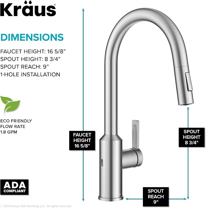 KRAUS Oletto Touchless Sensor Pull-Down Single Handle Kitchen Faucet in - Image 9