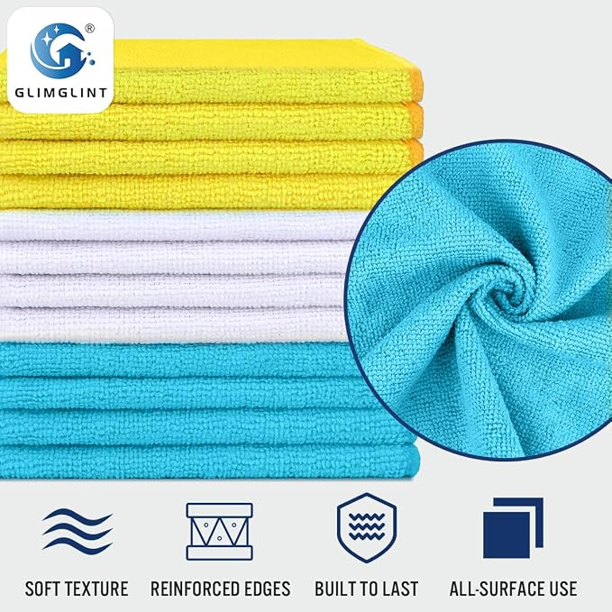 GLIMGLINT Microfiber Cleaning Cloth, 12 Pack Towels - Image 3