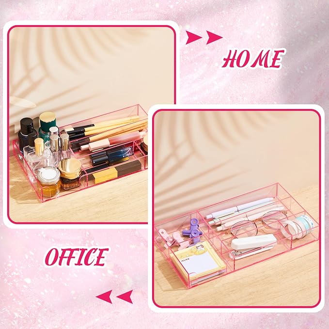 Briwooody Pink Acrylic Drawer Organizer, 6 Compartments, Small | 11 x 6.1 x - Image 6