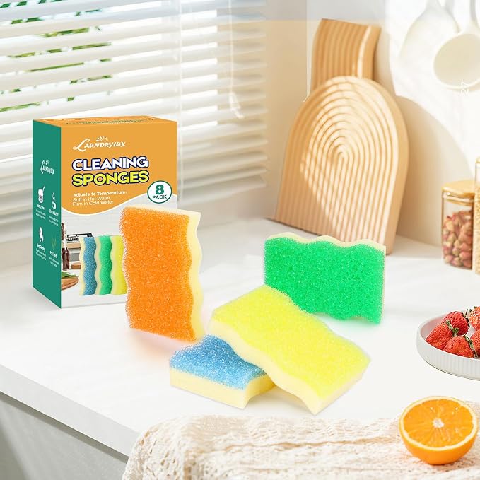 LAUNDRYLUX Scrub Sponge, 4 Pack Dual-Sided Temperature-Responsive Scrubber | - Image 7
