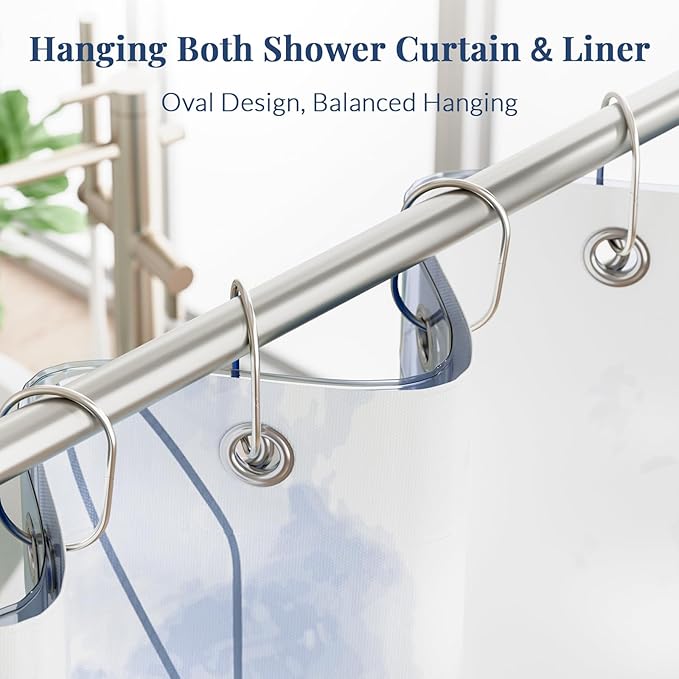 Bathway Shower Curtain Rings, Shower Curtain Hooks 12 Pcs Anti-Drop Shower Rings - Image 4