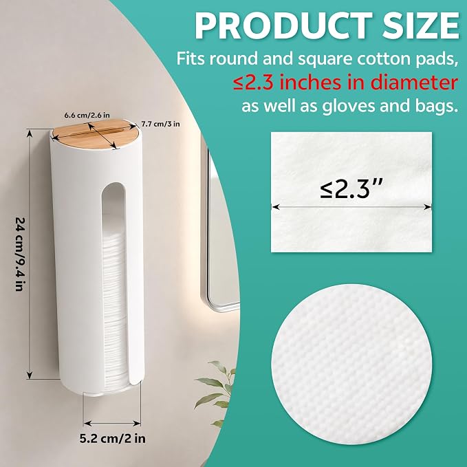 Cotton Round Holder, Wall Mounted Cotton Pad Dispenser Makeup Pad Container - Image 2