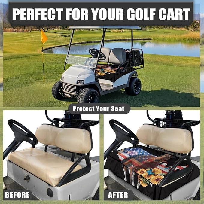 Golf Cart Seat Cushion Cover Designed for Outdoor Conditions, Made with Soft Microfiber Fabric, Waterproof Layer and Non-Slip Backing