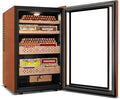 Tylza Leather Trim Cigar Humidor, 70L Cigar Humidor Cabinet with Auto Humidity & Temp Control, 550 Counts, 3 LED Lights, Spanish Cedar Wood, Cigar Humidors with Safety Lock, Gifts for Men