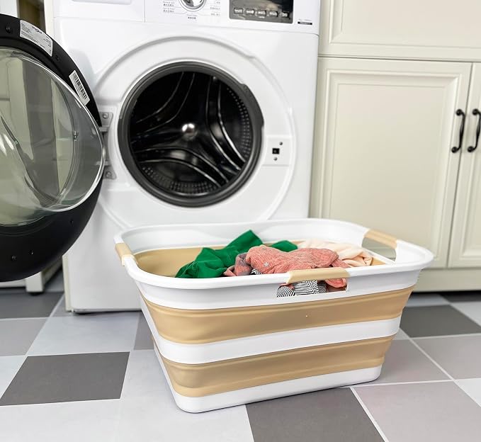 SAMMART 42 Collapsible Plastic Laundry Basket, Foldable Pop Up Storage - Image 2