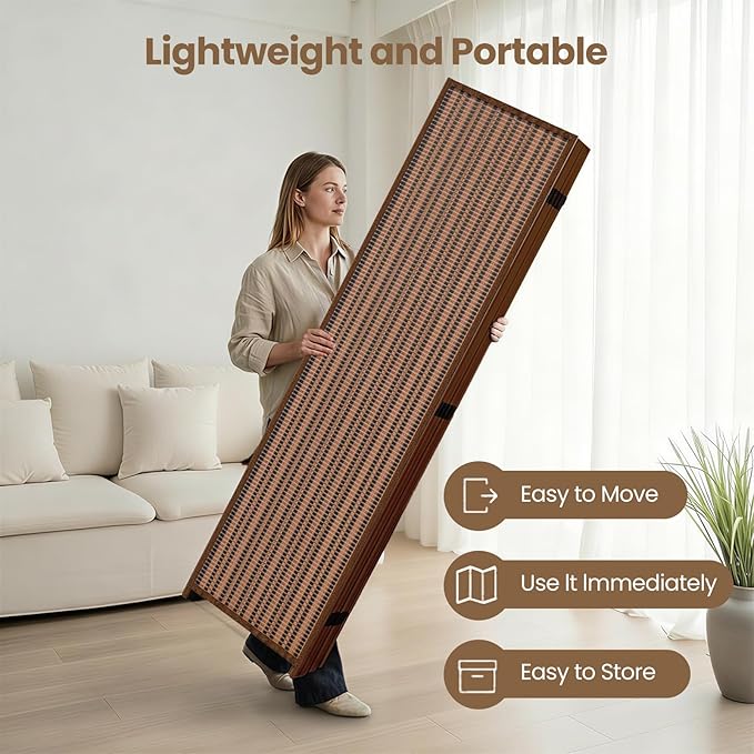8 Panel Room Divider and Extra Wide Folding Privacy Screen, 126" W x 67" H, Bamboo Room Divider for Room Separation