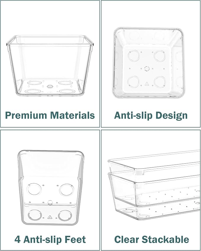55Pcs Clear Plastic Drawer Organizers Set, 4size makeup drawer organizer trays - Image 6