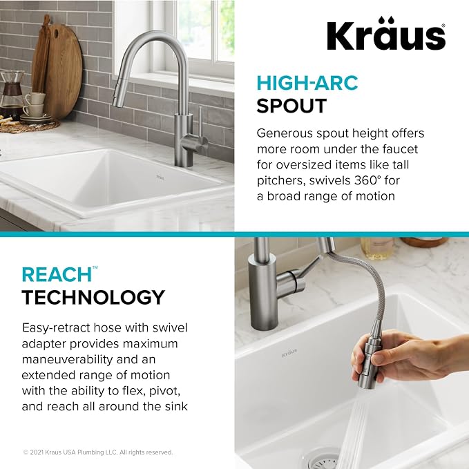 KRAUS Chrome 15 in Single Handle Pull Down Kitchen Faucet KPF-2620CH | - Image 8