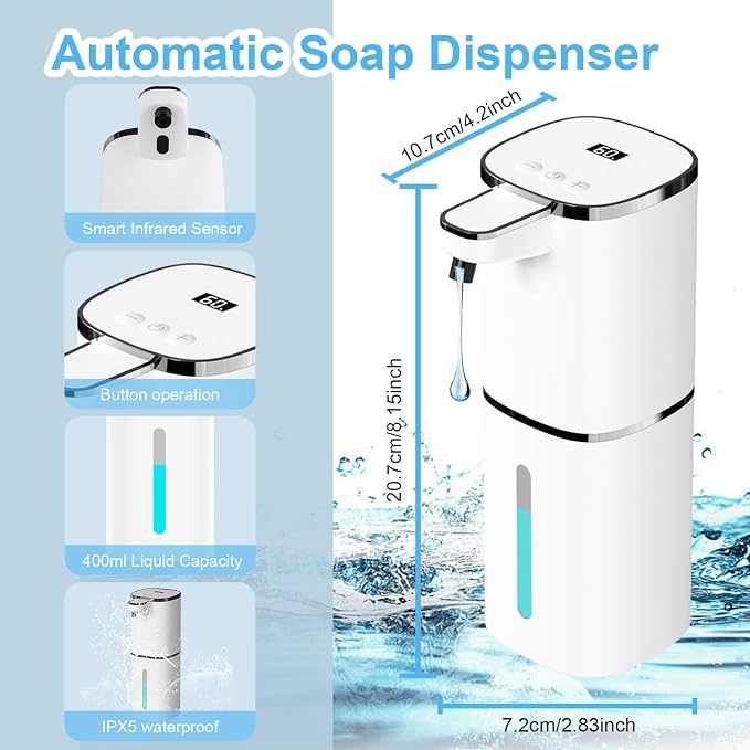 OHIFAST Automatic Liquid Soap Dispenser Touchless, USB Rechargeable Smart Hand - Image 2