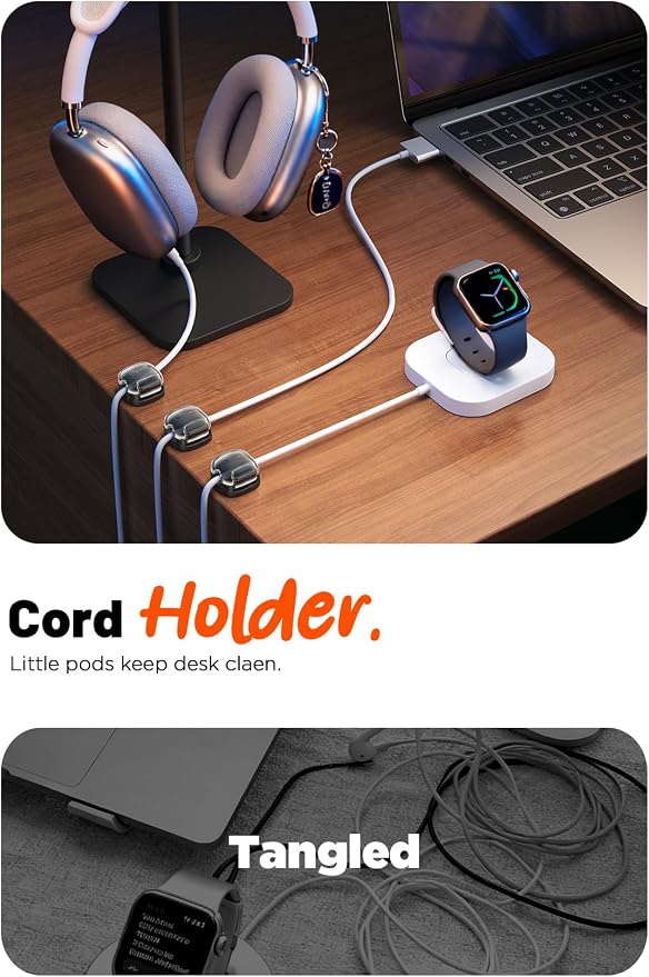 Cable Clips, 8 Pack Cord Holder Cord Organizer Spring Cord Clips Phone Charger - Image 2