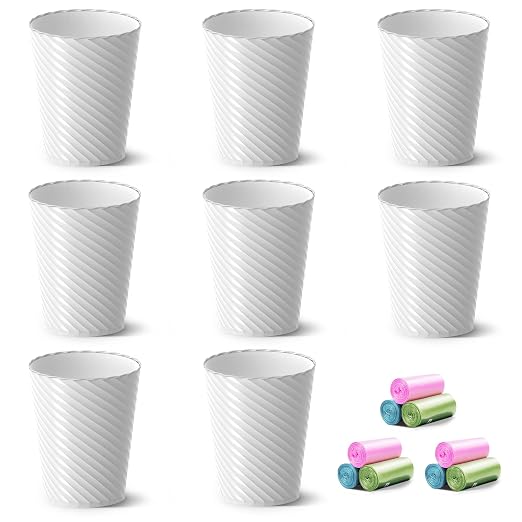 Lysam Bathroom Trash Can 8 Pack, 1.8 Gallon Small Trash Can by Lysam