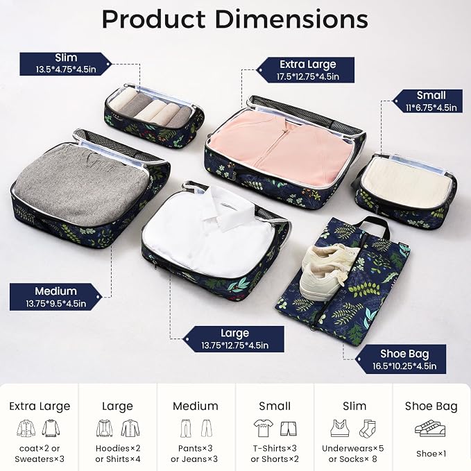 BAGAIL 4 Set/6 Set/8 Set Compression Packing Cubes Travel Accessories - Image 2