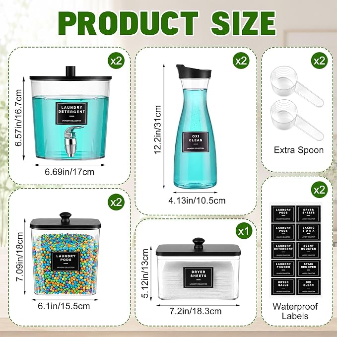 7 Pcs Laundry Detergent Dispenser Set, Laundry Room Storage - Image 2