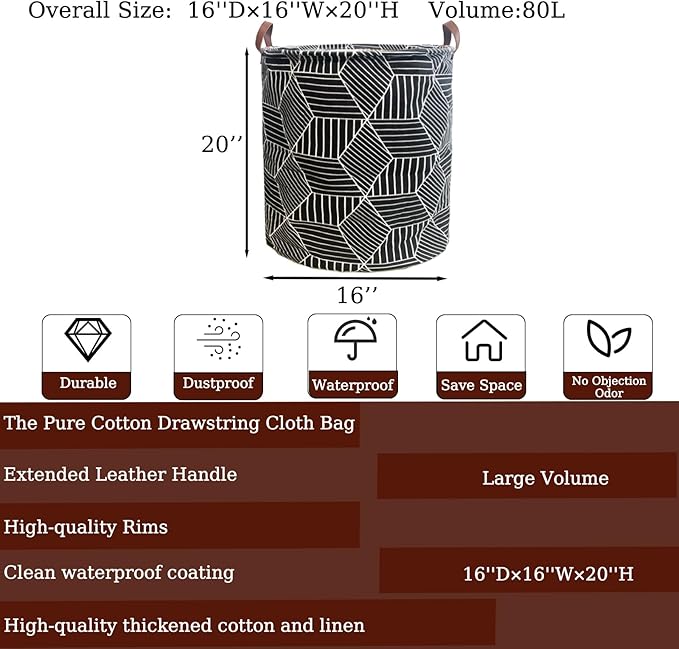 Waterproof Laundry Hamper Collapsible Laundry Basket Leather Handle Laundry Bag - Image 2