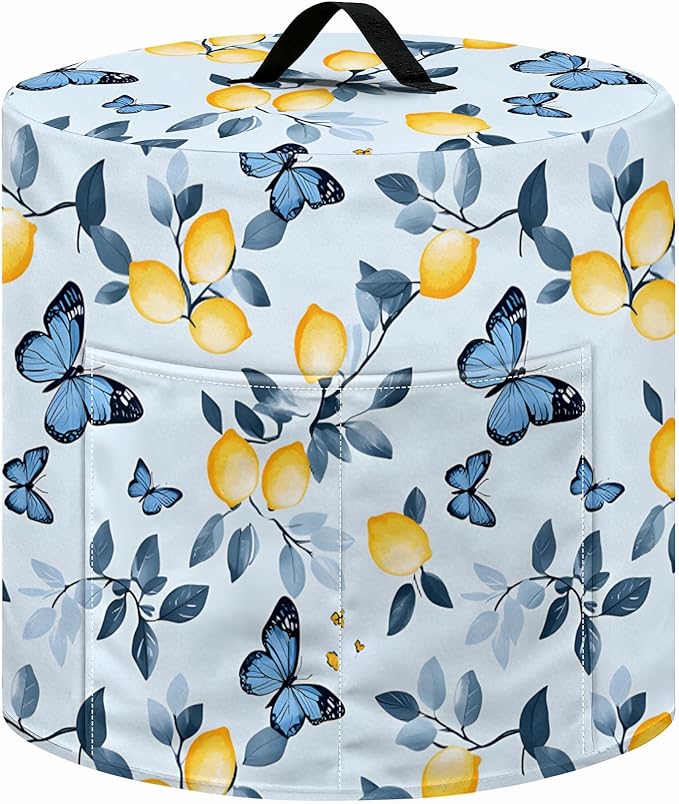 Kitchen Appliance Accessories Dust Cover for 3-6-8 Quart Instant Pot, Pressure Cooker, Air Fryer & Crock Pot,Decorative Appliance Cloth Cover with Top Handle & Storage Pockets (Blue, 6 Quart)