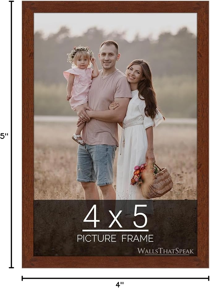 wallsthatspeak 4x5 Dark Walnut Rustic Pine Picture Frame for Puzzles Posters Photos or Artwork