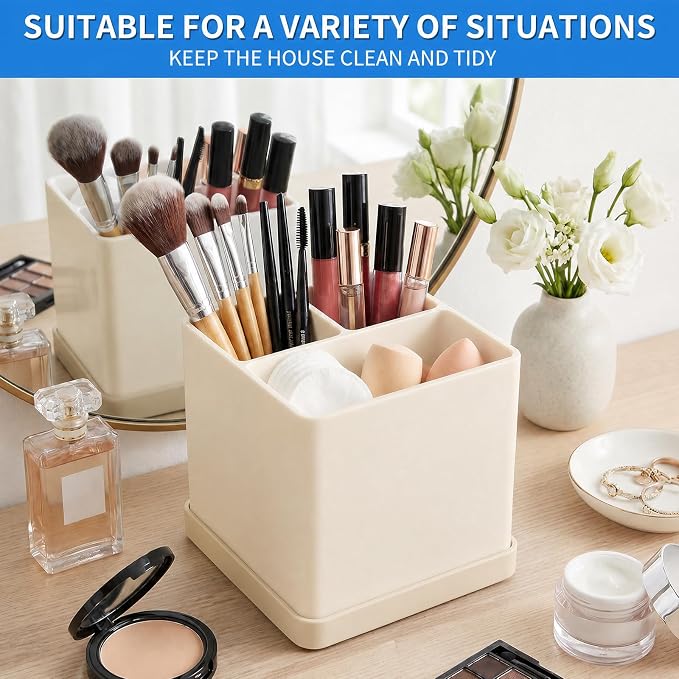 Silicone Toothbrush Holders for Bathrooms Beige, 3-Slot Electric Toothbrush - Image 8