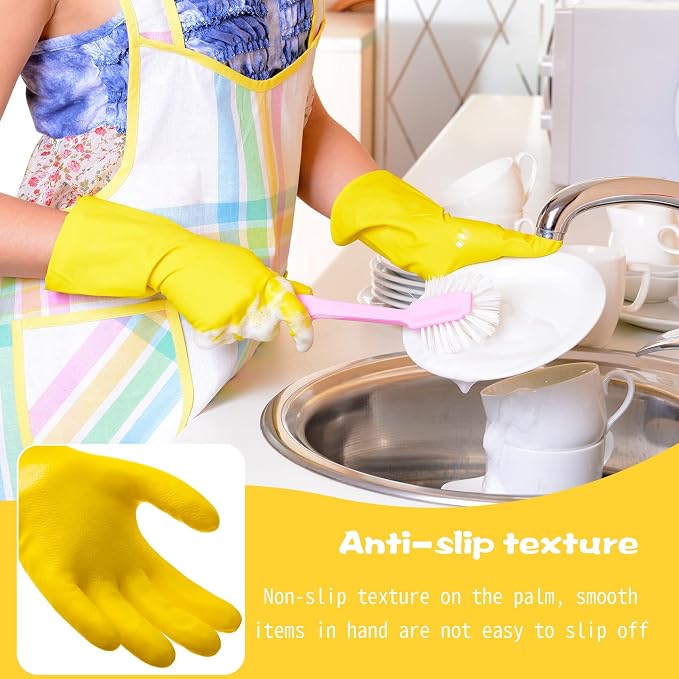 Rubber Reusable Gloves Long Household Dishwashing Gloves Kitchen Cleaning - Image 5