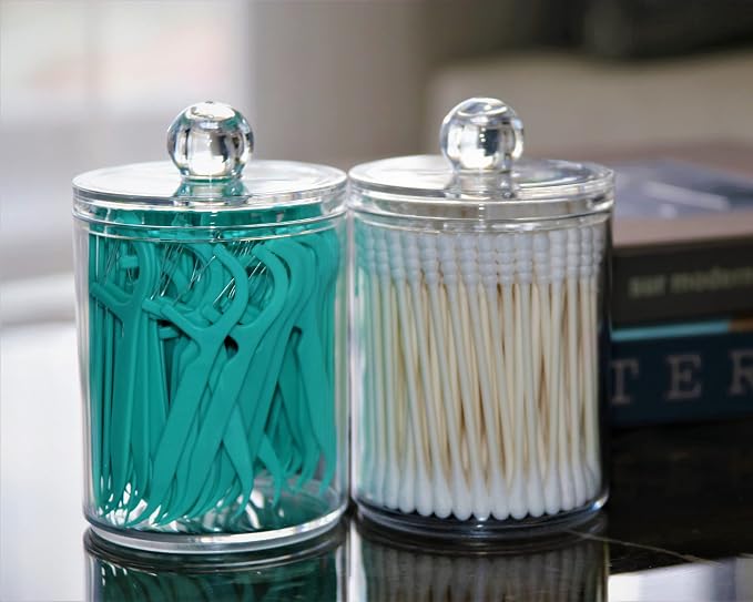 DAPOWER 2 Pack Qtip Holder Storage Canister - Image 3