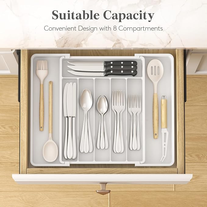 Lifewit Expandable Silverware Drawer Organizer, Kitchen Utensil Tray | BPA-free - Image 3