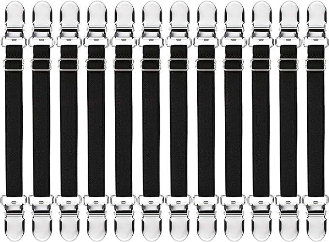 Boao 12 Pcs Bedsheet Strap Elastic Clip, 8-12 Inch Length | Adjustable Corner by Boao